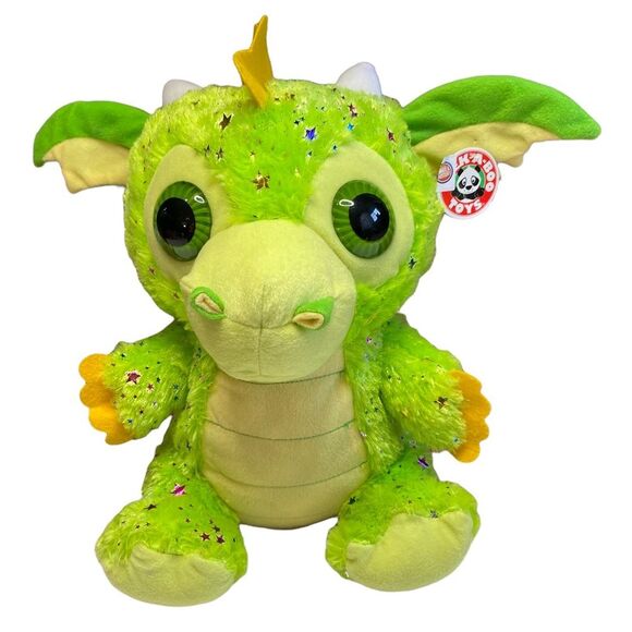 Peek-A-Boo Sparkle Starry Big Eyed Green Dragon Plush Stuffed Animal 15” NWT - Picture 1 of 10